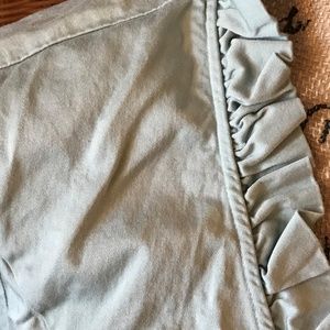 The Limited | Tops | Blue Green Button Down With Ruffle Neck | Poshmark